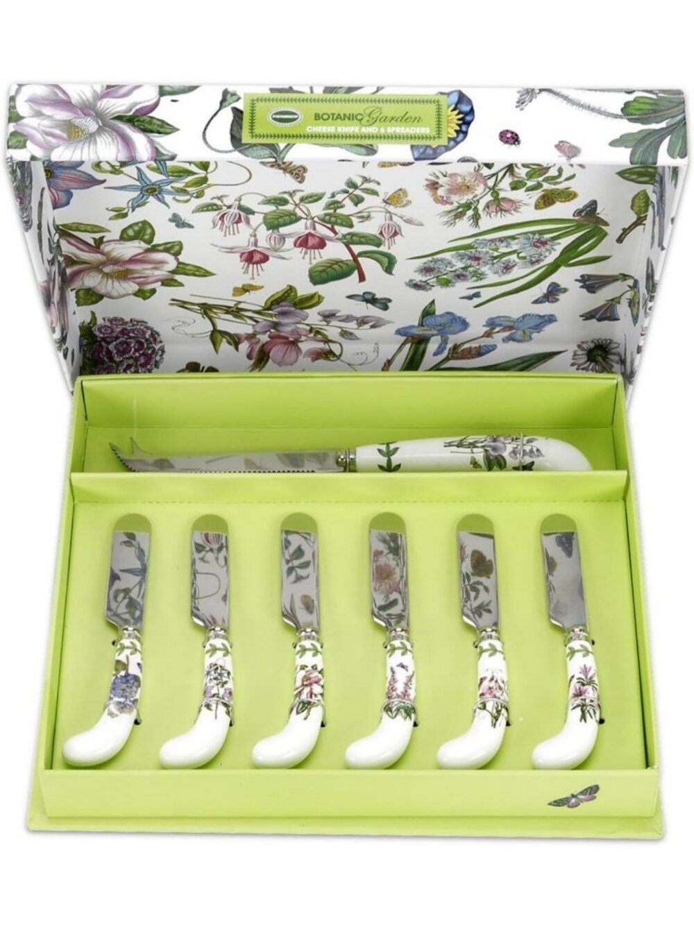 Floral Cheese Knife & Spreader Set - 7-Piece Stainless Steel Cutlery for